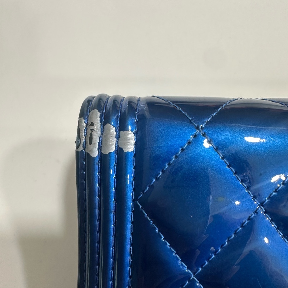 CHANEL Le Boy Metallic Blue Quilted Wallet Authentic ‼️ - Picture 5 of 6